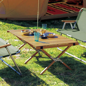 使う場所を選ばないロールトップテーブル WOOD ROLL TOP TABLE（ウッド ロールトップテーブル）
